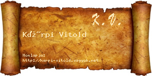 Kárpi Vitold névjegykártya